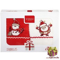Набор из двух махровых новогодних полотенец с вышивкой &quot;VINGI RICAMI&quot;