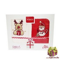 Набор из двух махровых новогодних полотенец с вышивкой &quot;VINGI RICAMI&quot;
