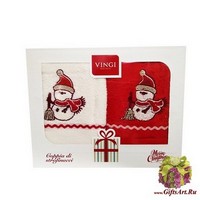 Набор из двух махровых новогодних полотенец с вышивкой &quot;VINGI RICAMI&quot;