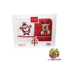 Набор из двух махровых новогодних полотенец с вышивкой &quot;VINGI RICAMI&quot;