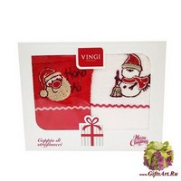 Набор из двух махровых новогодних полотенец с вышивкой &quot;VINGI RICAMI&quot;