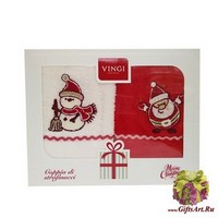 Набор из двух махровых новогодних полотенец с вышивкой &quot;VINGI RICAMI&quot;