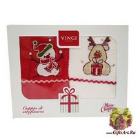 Набор из двух махровых новогодних полотенец с вышивкой &quot;VINGI RICAMI&quot;