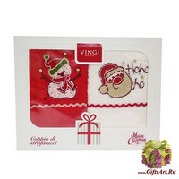 Набор из двух махровых новогодних полотенец с вышивкой &quot;VINGI RICAMI&quot;