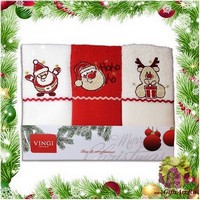 Набор из трёх махровых новогодних полотенец с вышивкой &quot;VINGI RICAMI&quot;