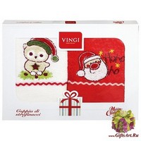 Набор из двух махровых новогодних полотенец с вышивкой &quot;VINGI RICAMI&quot;