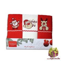 Набор из трёх махровых новогодних полотенец с вышивкой &quot;VINGI RICAMI&quot;