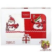 Набор из двух махровых новогодних полотенец с вышивкой &quot;VINGI RICAMI&quot;