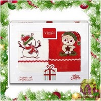 Набор из двух махровых новогодних полотенец с вышивкой &quot;VINGI RICAMI&quot;
