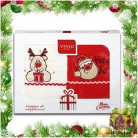 Набор из двух махровых новогодних полотенец с вышивкой &quot;VINGI RICAMI&quot;