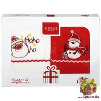 Набор из двух махровых новогодних полотенец с вышивкой &quot;VINGI RICAMI&quot;