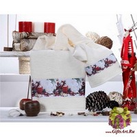 Набор из двух махровых новогодних полотенец с аппликацией &quot;VINGI RICAMI&quot;