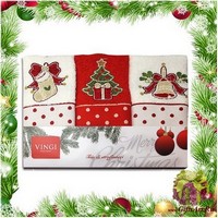 Набор из трёх махровых новогодних полотенец с вышивкой &quot;VINGI RICAMI&quot;