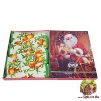 Подарочный новогодний набор из шести круглых кухонных полотенец диаметр 70 &quot;GRAND TEXTIL&quot;