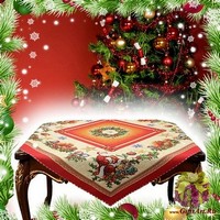 Квадратная новогодняя гобеленовая салфетка с люрексом 100х100 &quot;VINGI RICAMI&quot;
