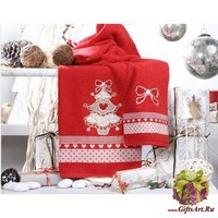 Новогодние махровые полотенца с вышивкой 2 штуки &quot;VINGI RICAMI&quot;