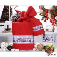 Новогодние махровые полотенца с аппликацией 2 штуки &quot;VINGI RICAMI&quot;