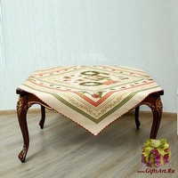 Квадратная новогодняя гобеленовая салфетка с люрексом 100х100 &quot;VINGI RICAMI&quot;