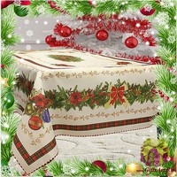 Новогодняя гобеленовая скатерть с люрексом 140х180 &quot;VINGI RICAMI&quot;