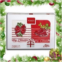 Набор из двух махровых новогодних полотенец с вышивкой &quot;VINGI RICAMI&quot;