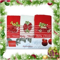 Набор из трёх махровых новогодних полотенец с вышивкой &quot;VINGI RICAMI&quot;