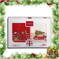 Набор из двух махровых новогодних полотенец с вышивкой &quot;VINGI RICAMI&quot;