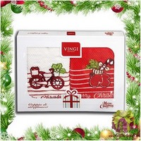 Набор из двух махровых новогодних полотенец с вышивкой &quot;VINGI RICAMI&quot;