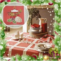 Скатерть новогодняя с вышивкой по центру 140х240 &quot;VINGI RICAMI&quot;