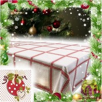 Скатерть новогодняя с вышивкой по центру 140х240 &quot;VINGI RICAMI&quot;