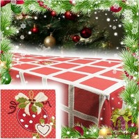 Скатерть новогодняя с вышивкой по центру 140х240 &quot;VINGI RICAMI&quot;