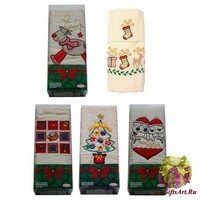 Новогодние махровые полотенца в наборе 2 штуки &quot;MELANGIO&quot;Артикул: НГ-Меланджио (бежевый)