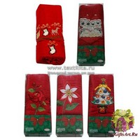 Новогодние махровые полотенца в наборе 2 штуки &quot;MELANGIO&quot;Артикул: НГ-Меланджио (красный)