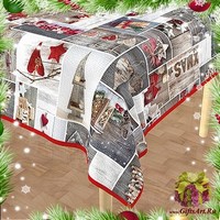 Скатерть новогодняя в коробке 140х180 &quot;MELANGIO&quot;