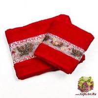 Набор из двух новогодних махровых полотенец с аппликацией &quot;VINGI RICAMI&quot;