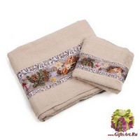 Набор из двух новогодних махровых полотенец с аппликацией &quot;VINGI RICAMI&quot;