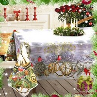 Новогодняя скатерть с фотопечатью в пакете 140х250 &quot;MELANGIO&quot;