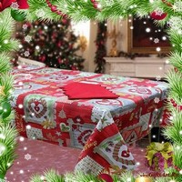 Скатерть новогодняя с салфетками в коробке 140х180 &quot;VALLEPIANO&quot;