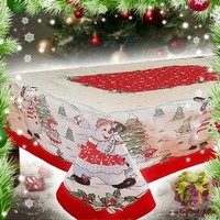 Скатерть новогодняя со снеговиками 140х180 &quot;ONDA BLU&quot;