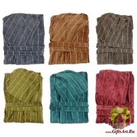 Плюшевый махровый мужской халат с капюшоном &quot;ROSSI&quot;