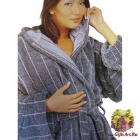 Плюшевый женский махровый халат с капюшоном &quot;ROSSI&quot;