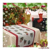 Декоративная новогодняя гобеленовая салфетка с люрексом 40х120 &quot;VINGI RICAMI&quot;