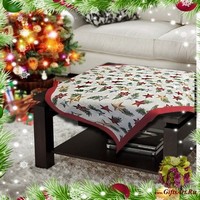 Квадратная новогодняя декоративная гобеленовая салфетка с люрексом 90х90 &quot;VINGI RICAMI&quot;