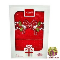 Набор махровых новогодних полотенец с вышивкой &quot;VINGI RICAMI&quot;