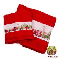 Набор из двух новогодних махровых полотенец с аппликацией &quot;VINGI RICAMI&quot;