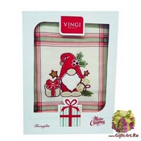 Скатерть новогодняя с вышивкой по центру 140х240 &quot;VINGI RICAMI&quot;