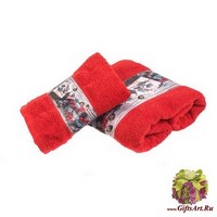 Новогодние махровые полотенца с аппликацией 2 штуки &quot;VINGI RICAMI&quot;