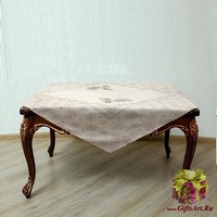 Квадратная декоративная новогодняя гобеленовая салфетка с люрексом 100х100 &quot;VINGI RICAMI&quot;