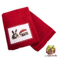 Набор новогодних махровых полотенец 2 штуки &quot;ALMATEX&quot;