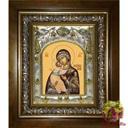 Икона освященная &quot;Владимирская икона Божией Матери&quot;, 14x18 см, в деревянном киоте 20x24 см, 20x24 см