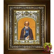 Икона освященная &quot;Сергий (Сергей) Радонежский преподобный&quot;, 14x18 см, в деревянном киоте 20x24 см, 20x24 см